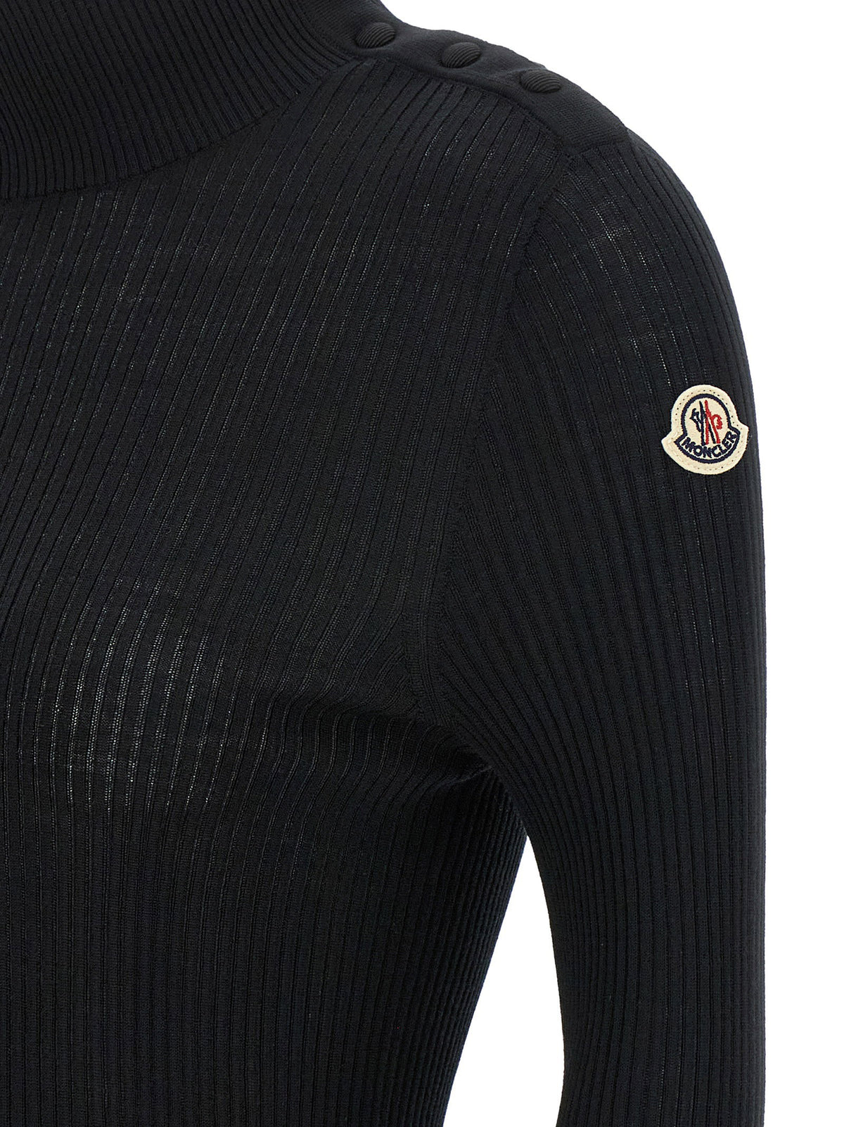 Moncler Logo Turtleneck Sweater Black