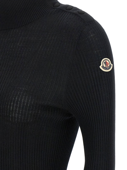 Moncler Logo Turtleneck Sweater Black