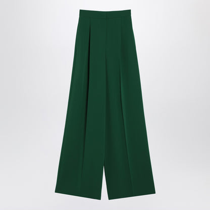Max Mara Wide-Leg Emerald Green Cady Trousers Green