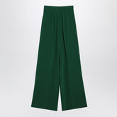 Max Mara Wide-Leg Emerald Green Cady Trousers Green