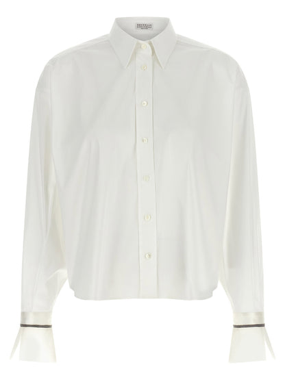 Brunello Cucinelli Shiny Cuffs Shirt White