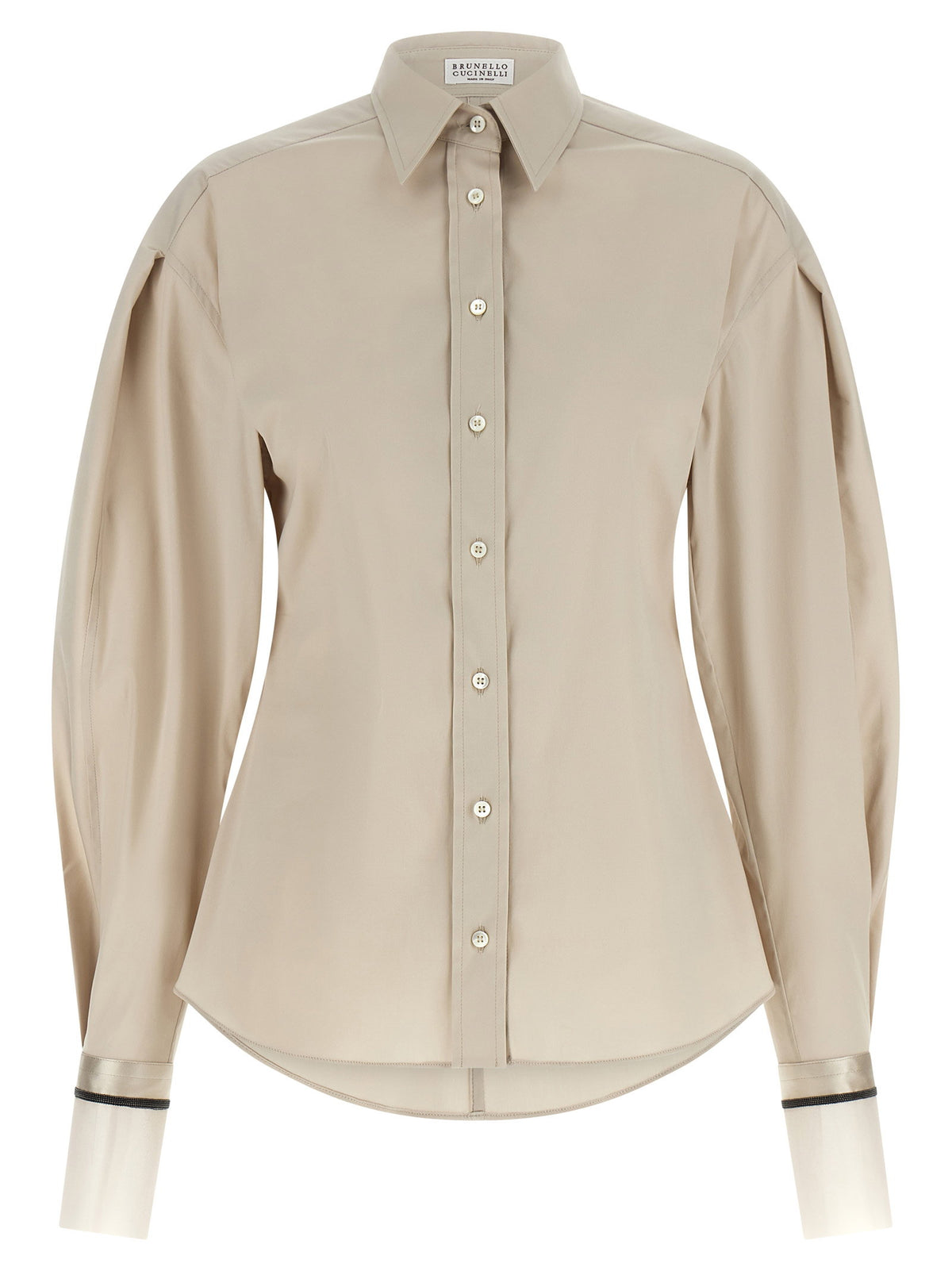 Brunello Cucinelli Shiny Cuffs Shirt Beige