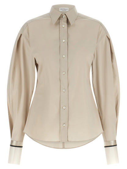 Brunello Cucinelli Shiny Cuffs Shirt Beige