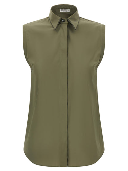 Brunello Cucinelli Shiny Trim Shirt Green