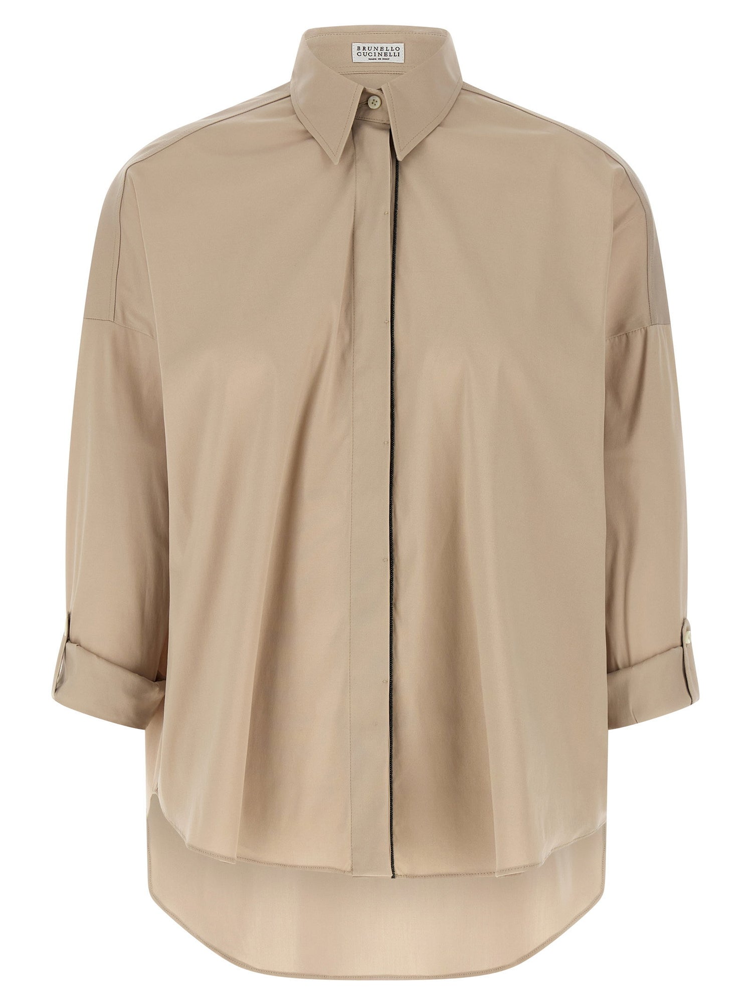 Brunello Cucinelli Shiny Trim Shirt Beige