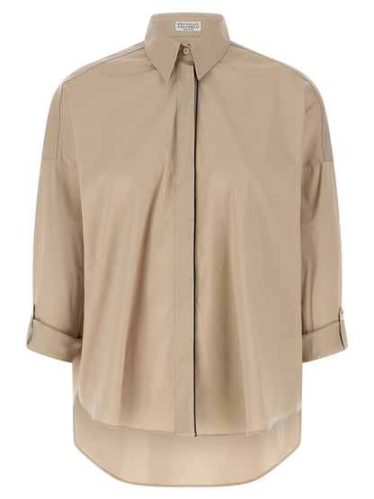 Brunello Cucinelli Shiny Trim Shirt Beige