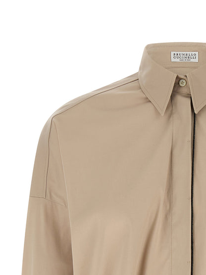 Brunello Cucinelli Shiny Trim Shirt Beige