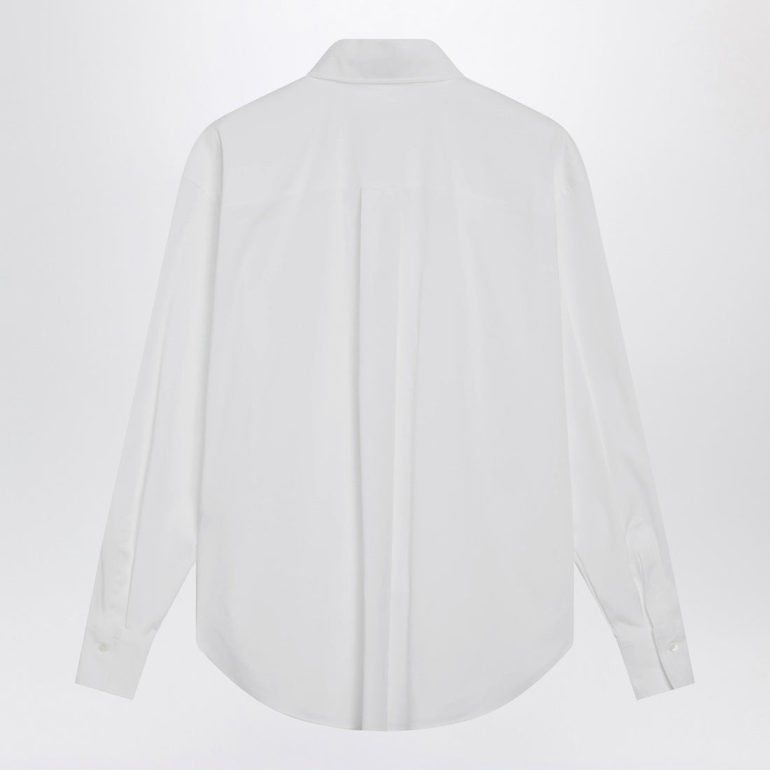 Brunello Cucinelli White Stretch Cotton Poplin Shirt with Shiny Monile Flap Detail White
