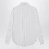 Brunello Cucinelli White Stretch Cotton Poplin Shirt with Shiny Monile Flap Detail White