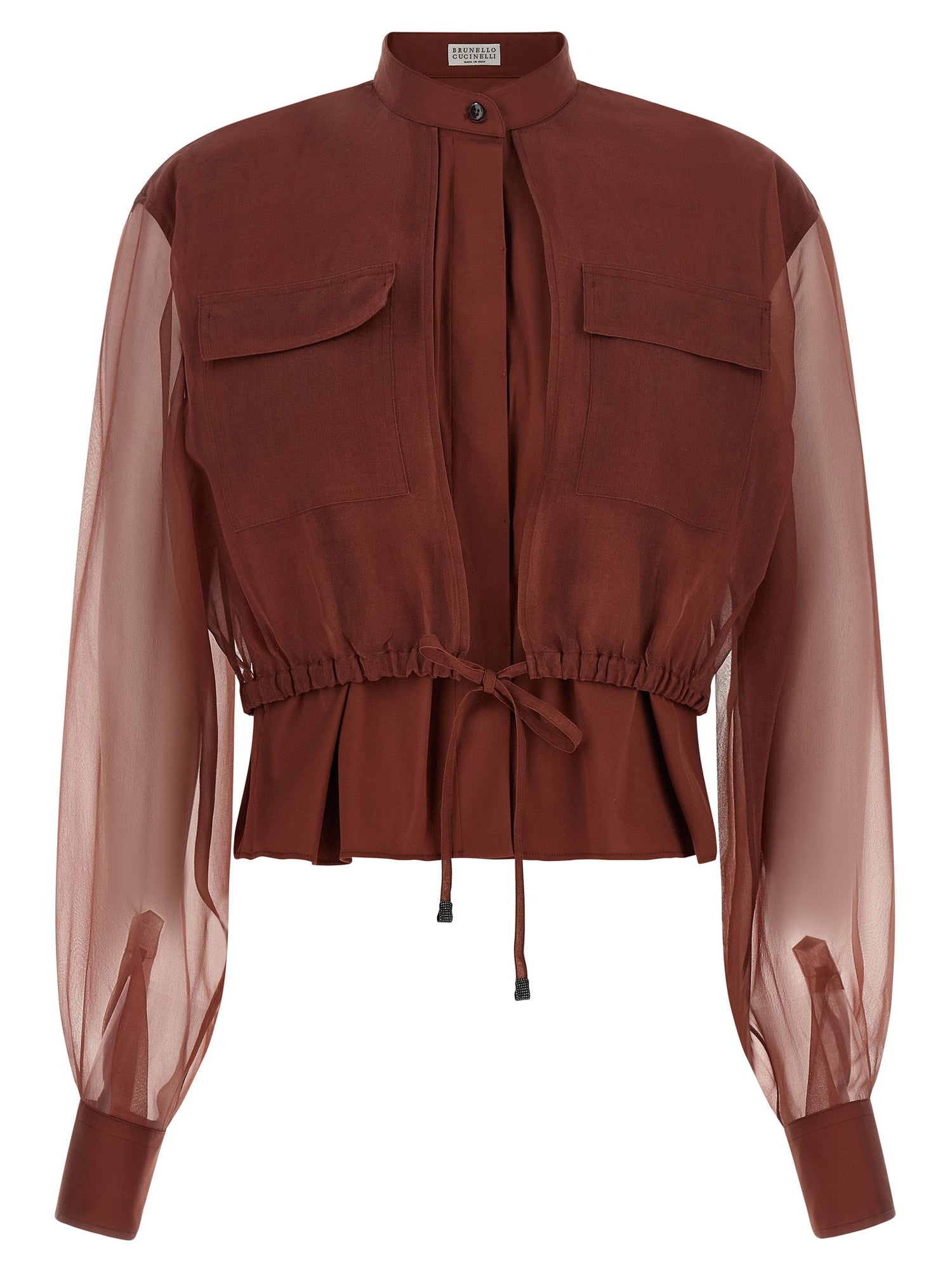 Brunello Cucinelli Silk Sleeves Blouse Brown