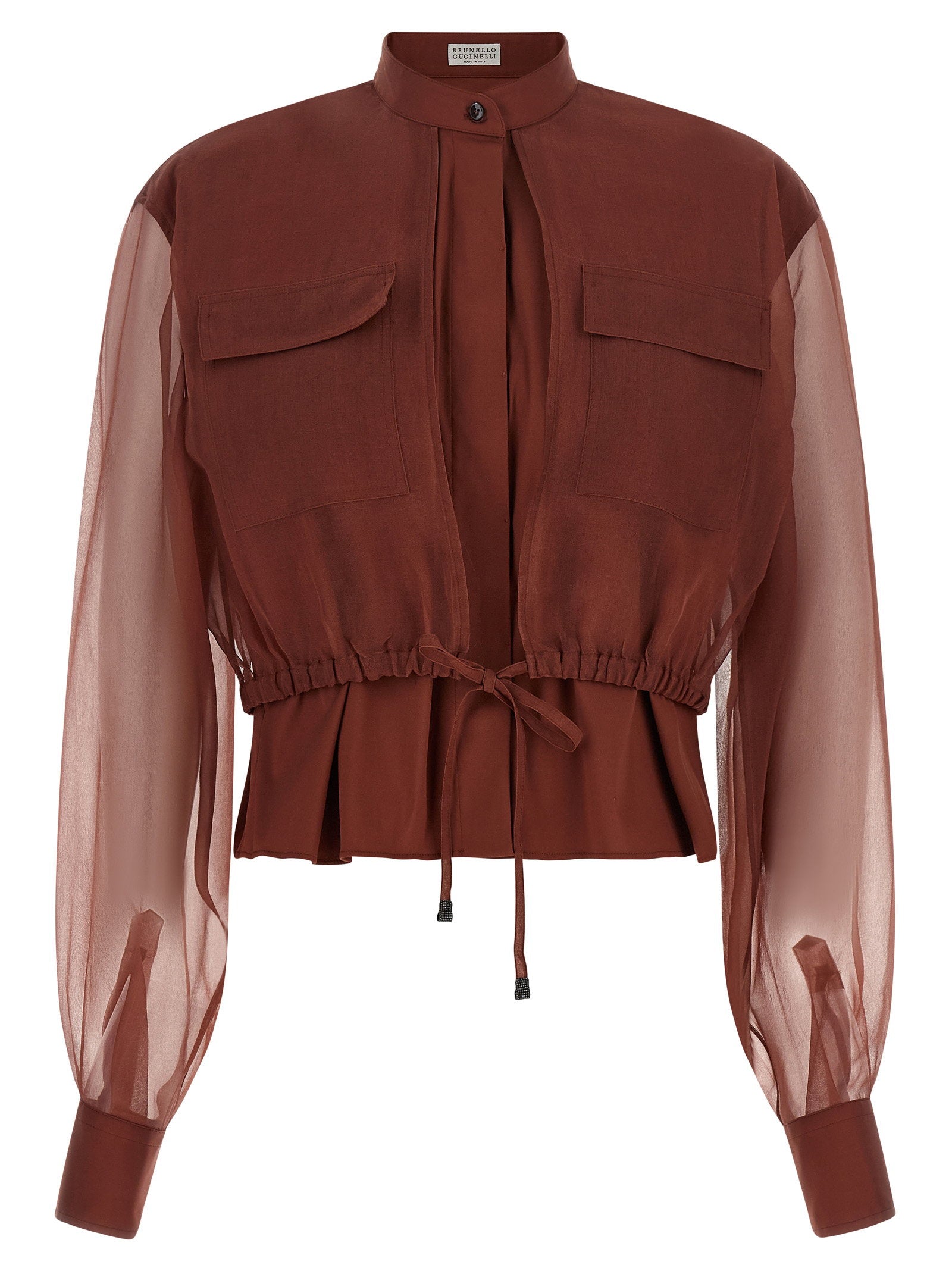 Brunello Cucinelli Silk Sleeves Blouse Brown