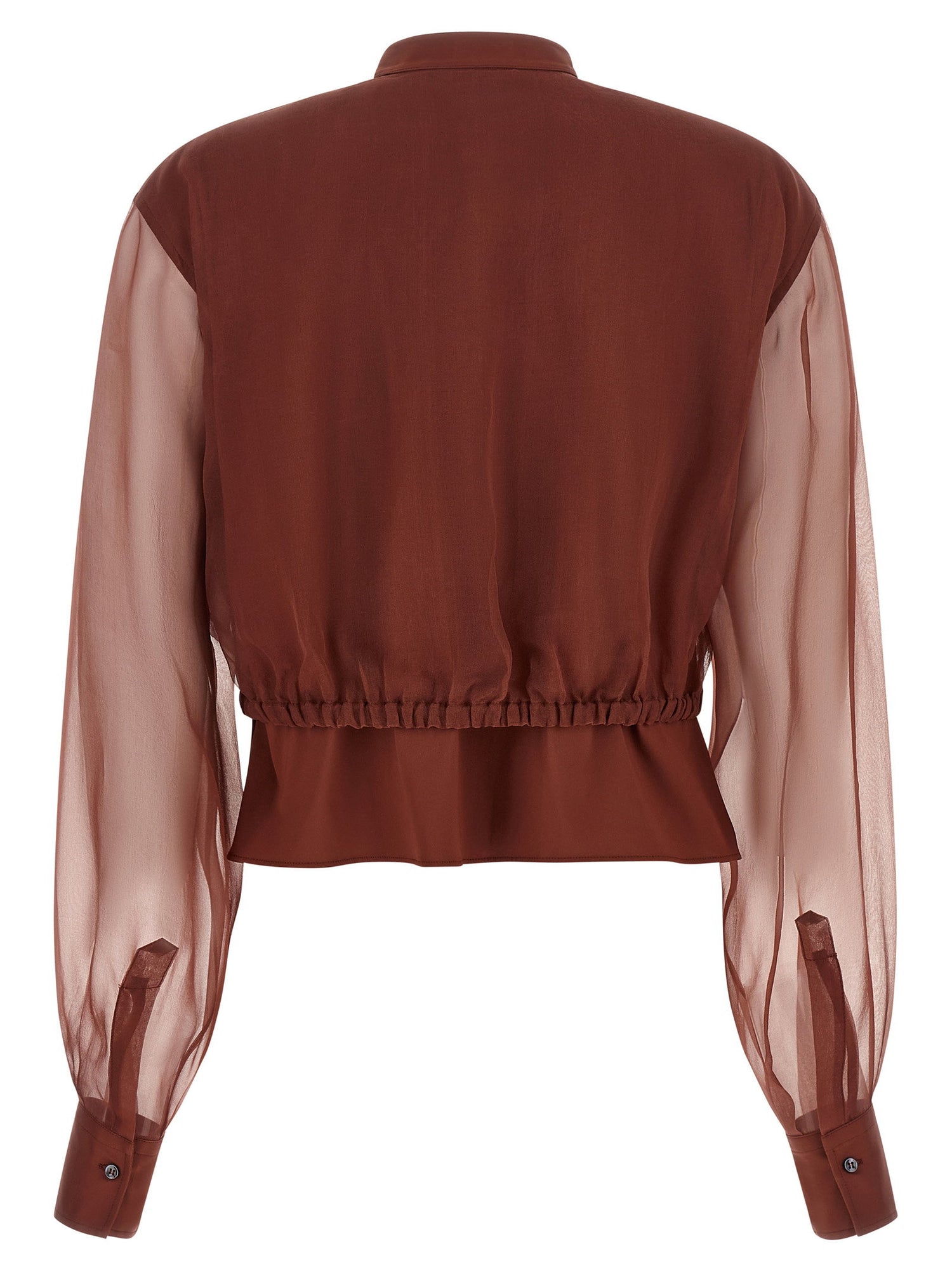 Brunello Cucinelli Silk Sleeves Blouse Brown