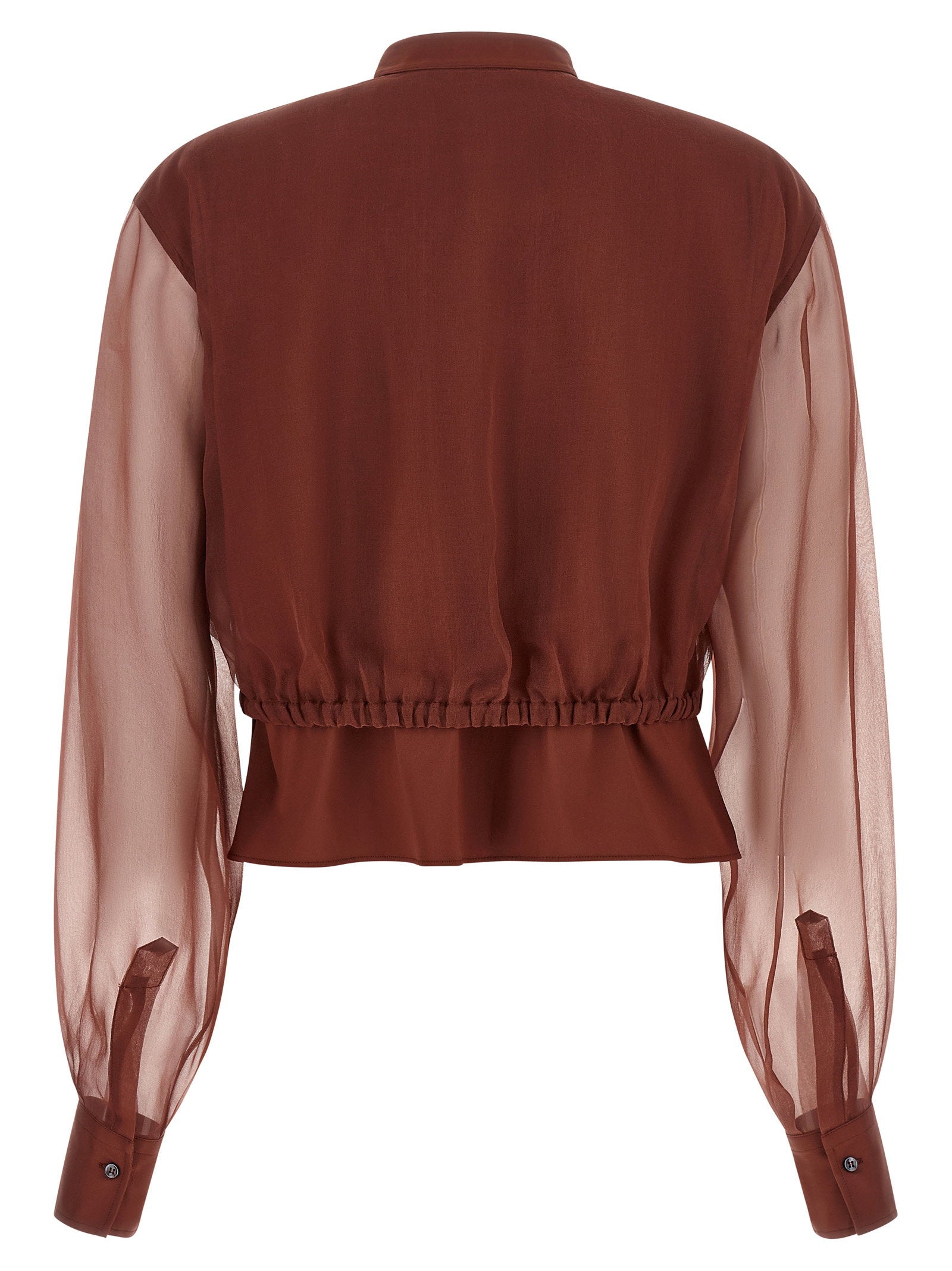 Brunello Cucinelli Silk Sleeves Blouse Brown