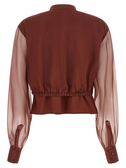 Brunello Cucinelli Silk Sleeves Blouse Brown