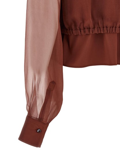 Brunello Cucinelli Silk Sleeves Blouse Brown