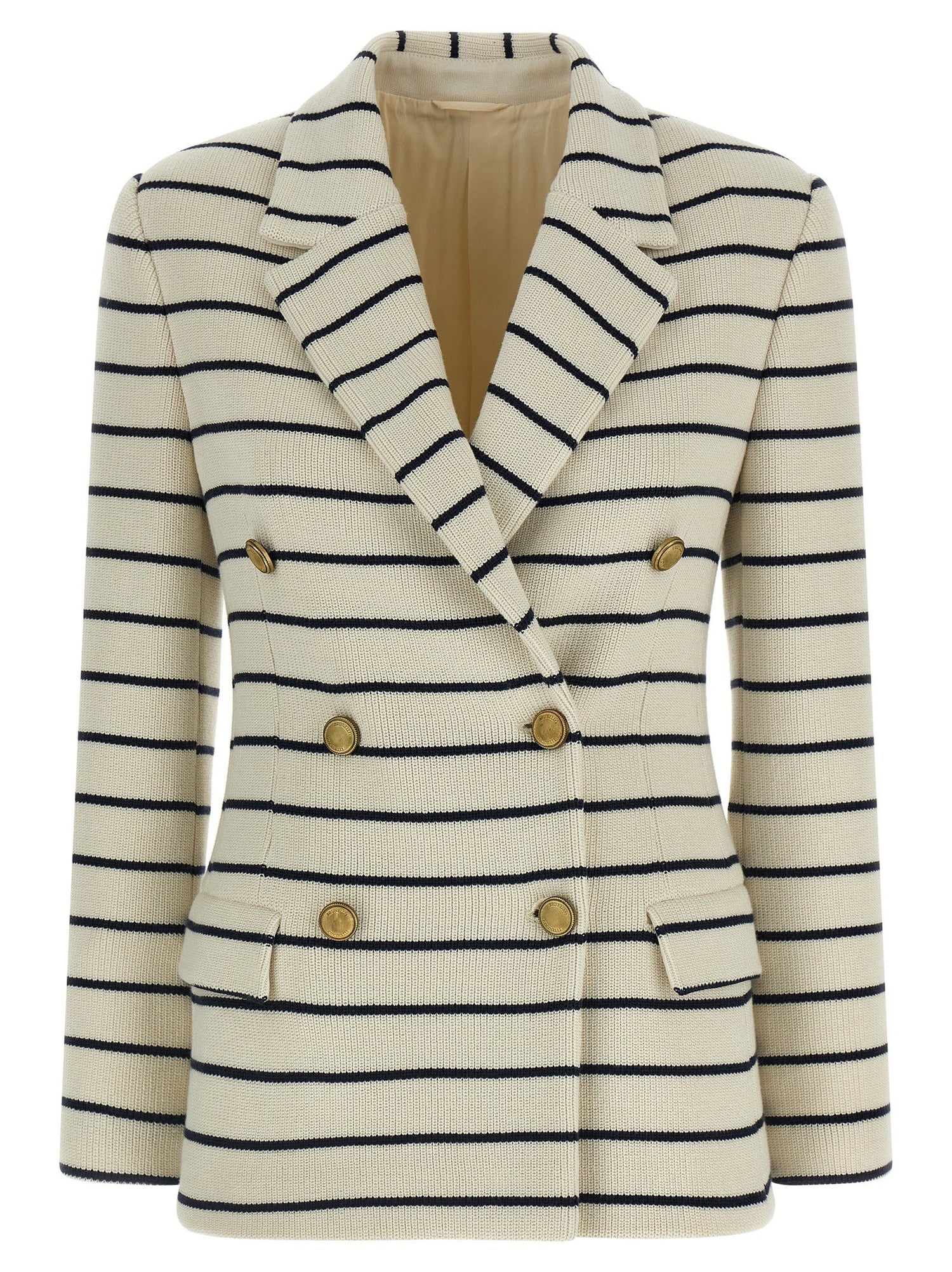 Brunello Cucinelli Striped Sweater Blazer Blue