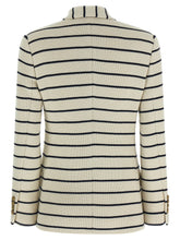 Brunello Cucinelli Striped Sweater Blazer Blue