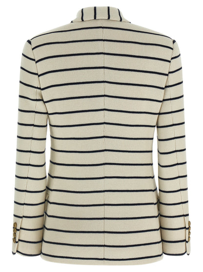 Brunello Cucinelli Striped Sweater Blazer Blue