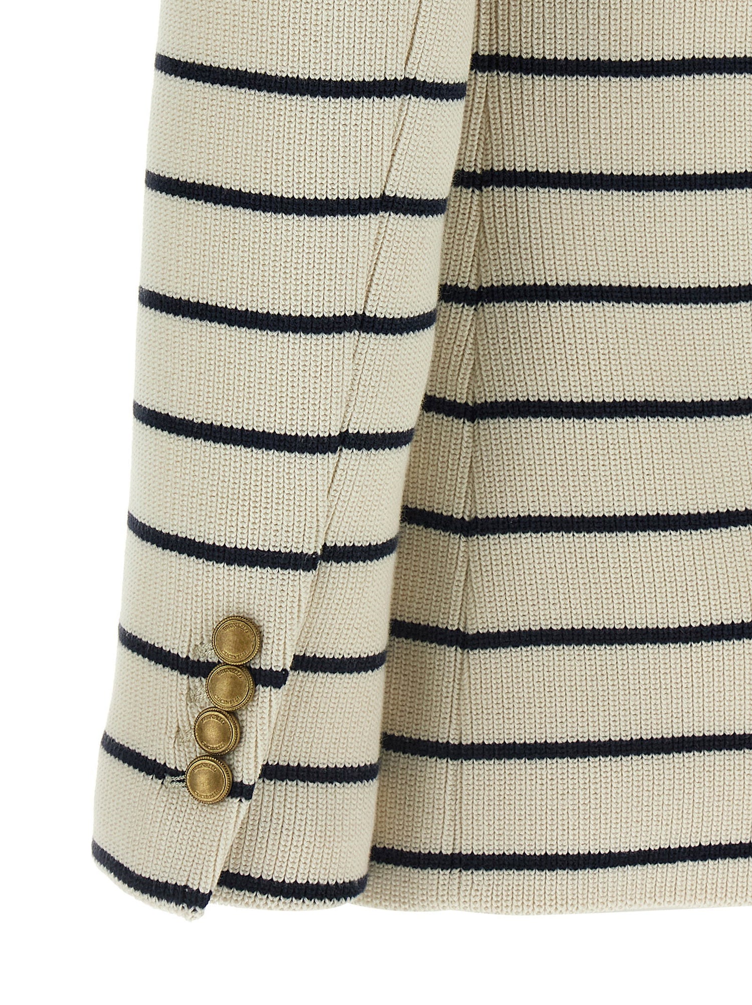 Brunello Cucinelli Striped Sweater Blazer Blue