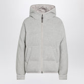 Brunello Cucinelli Greige Cashmere-Blend Down Jacket with Lamé Hood Grey