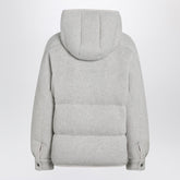 Brunello Cucinelli Greige Cashmere-Blend Down Jacket with Lamé Hood Grey