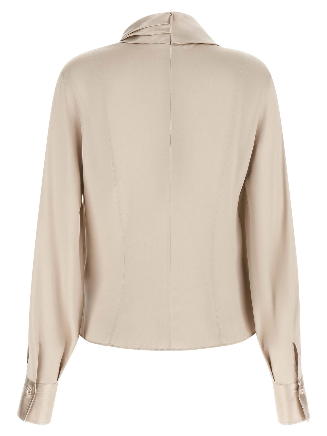 Brunello Cucinelli Asymmetric Draped Blouse Beige
