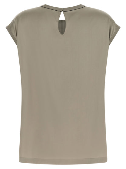 Brunello Cucinelli Satin Blouse Green