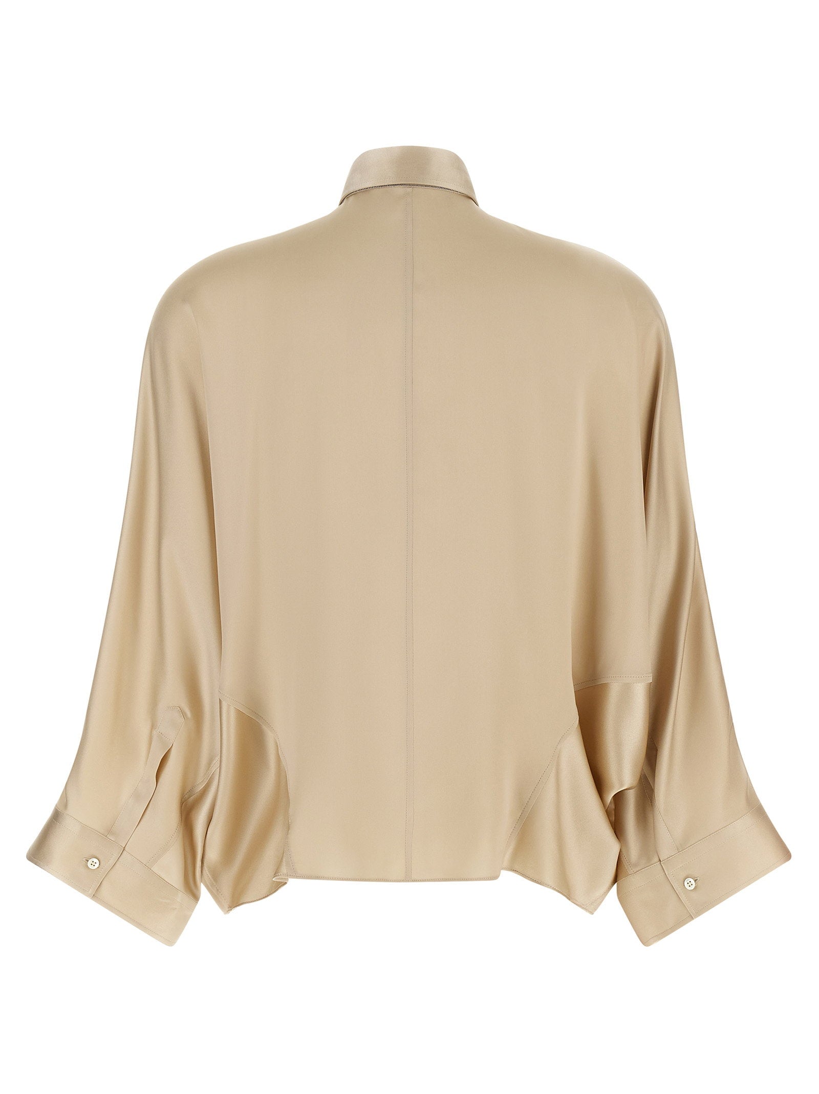 Brunello Cucinelli Monile Satin Shirt Beige