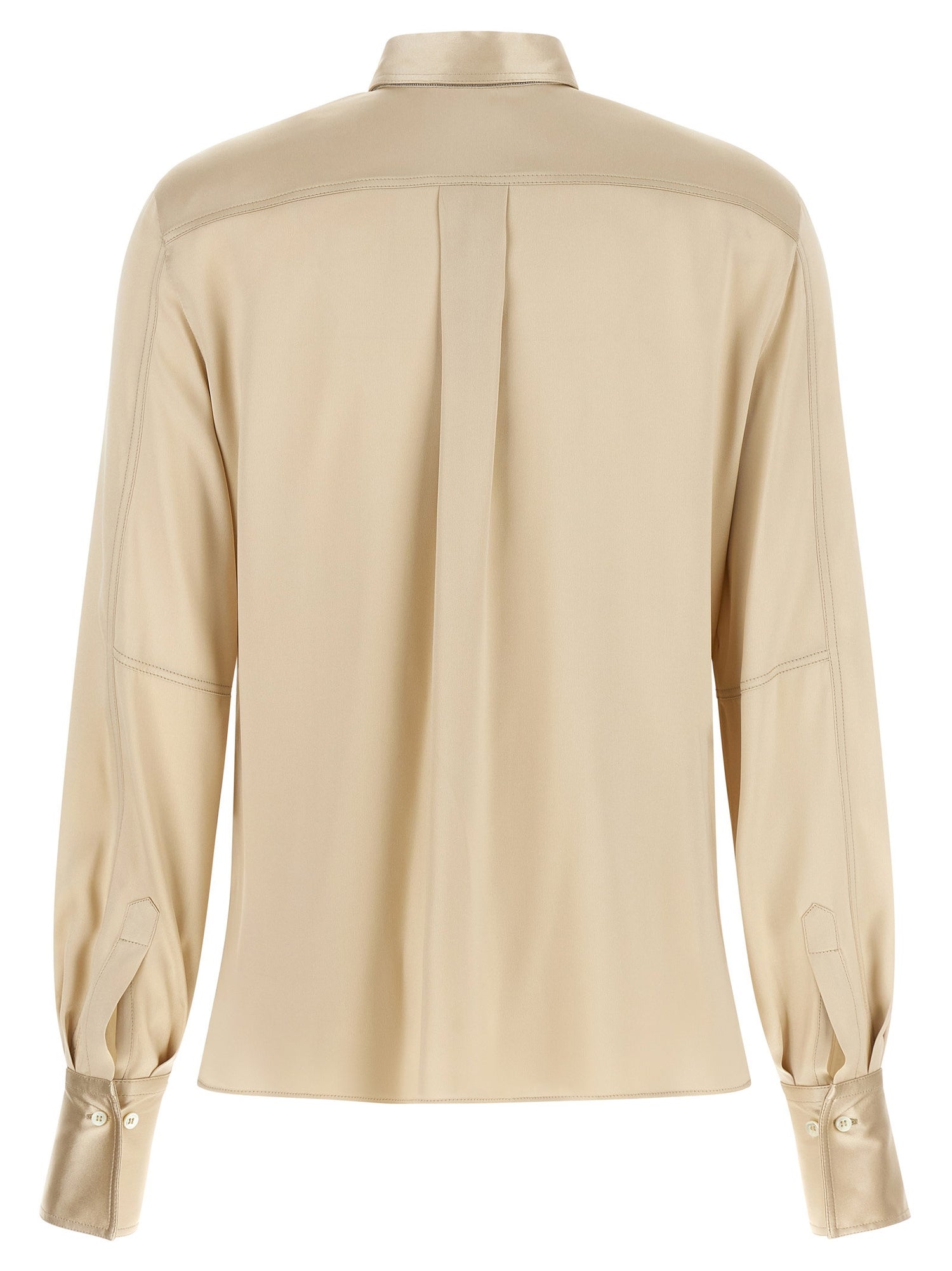 Brunello Cucinelli Satin Silk Shirt Beige