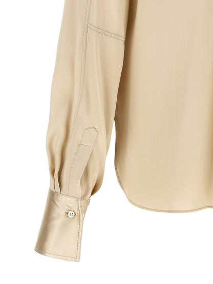 Brunello Cucinelli Satin Silk Shirt Beige