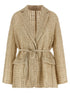 Brunello Cucinelli Dazzling Net Embroidery Organza Blazer Beige