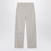 Brunello Cucinelli Beige Cotton Trousers with Monile Embroidery Beige