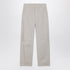 Brunello Cucinelli Beige Cotton Trousers with Monile Embroidery Beige