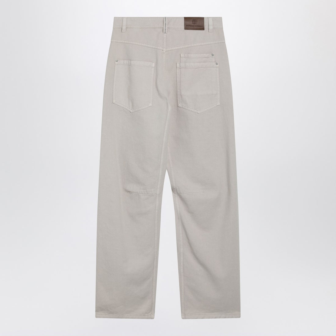 Brunello Cucinelli Beige Cotton Trousers with Monile Embroidery Beige