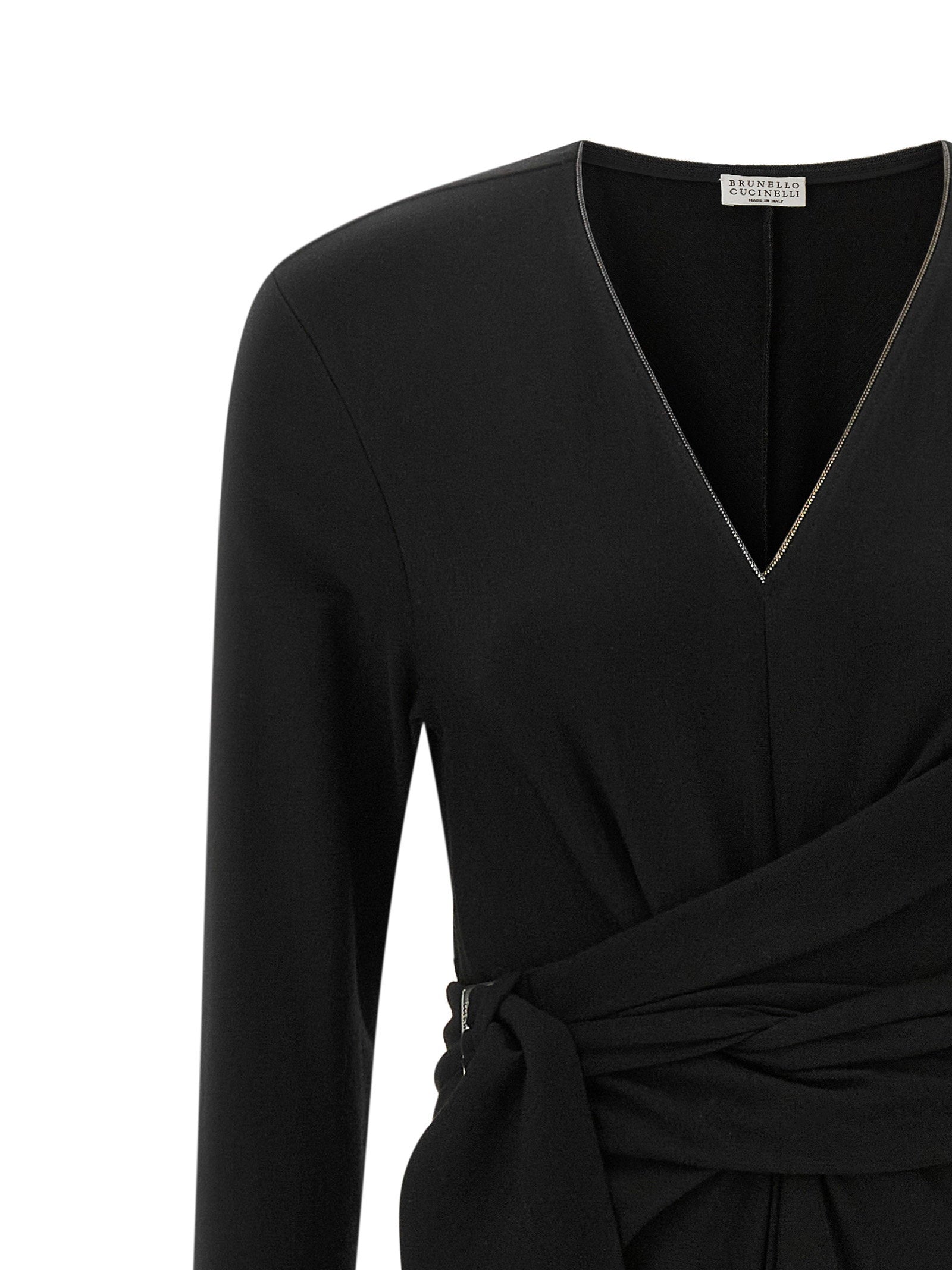 Brunello Cucinelli Shiny Collar Dress Black  