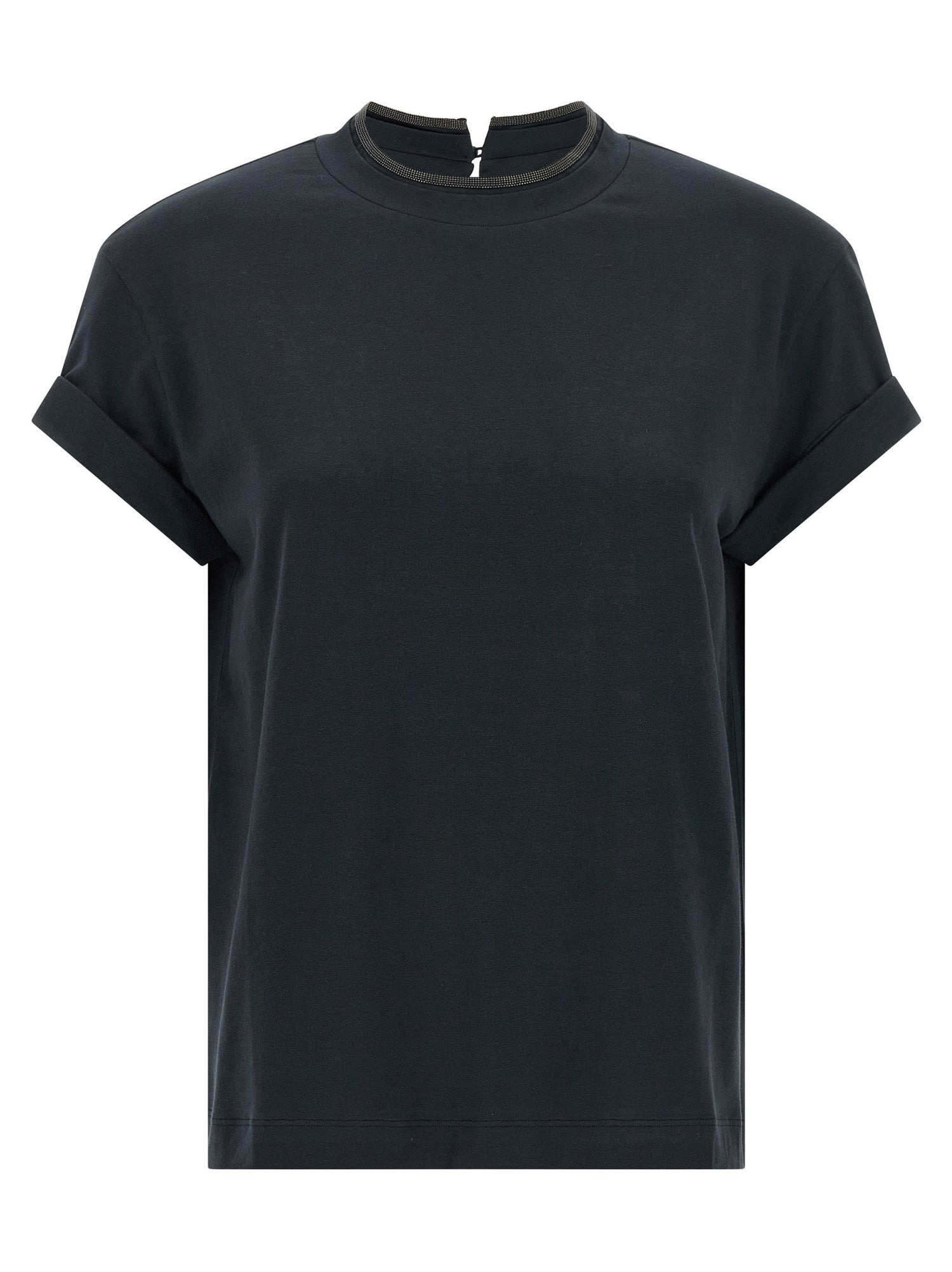 Brunello Cucinelli Shiny Collar T-shirt Blue