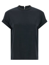 Brunello Cucinelli Shiny Collar T-shirt Blue