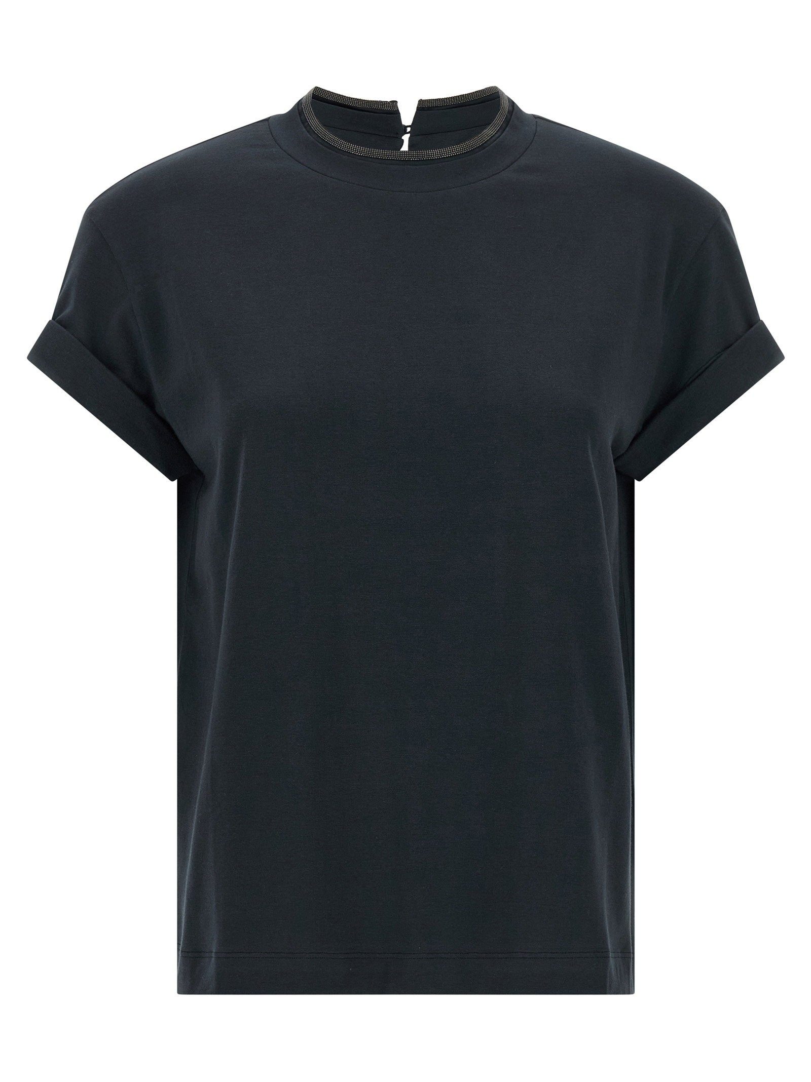 Brunello Cucinelli Shiny Collar T-shirt Blue