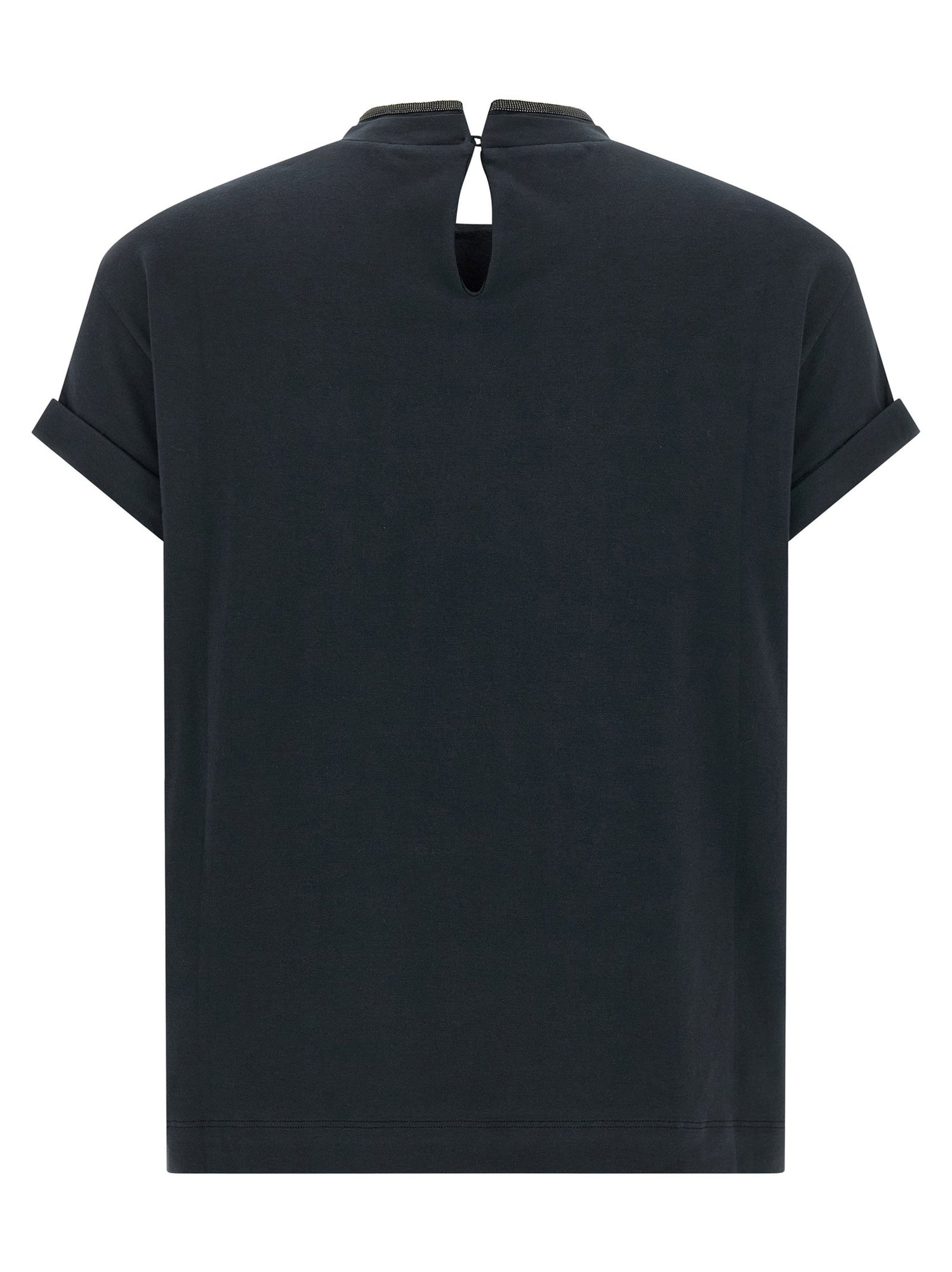 Brunello Cucinelli Shiny Collar T-shirt Blue