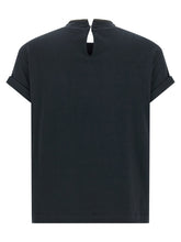 Brunello Cucinelli Shiny Collar T-shirt Blue
