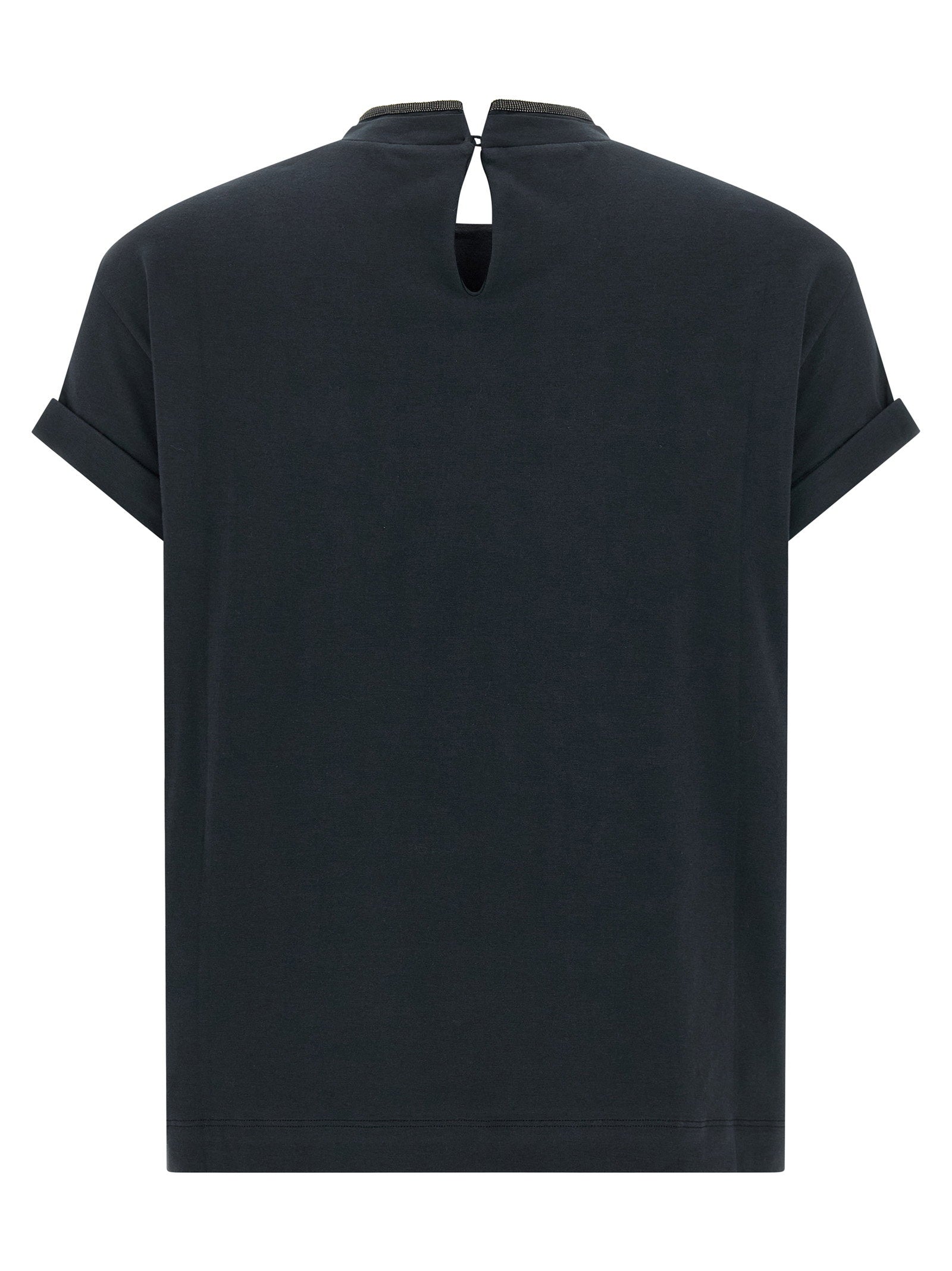 Brunello Cucinelli Shiny Collar T-shirt Blue