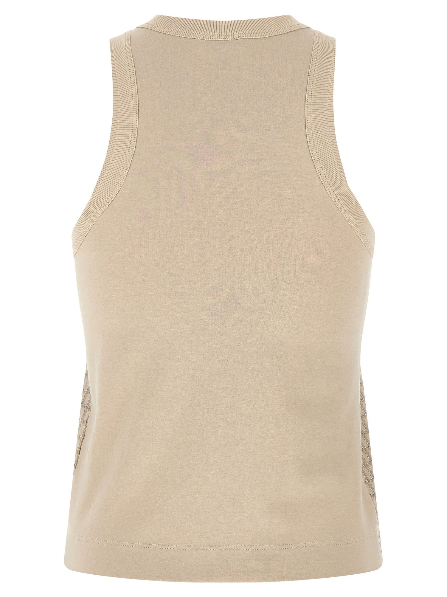 Brunello Cucinelli Dazzling Check Embroidery Top Beige