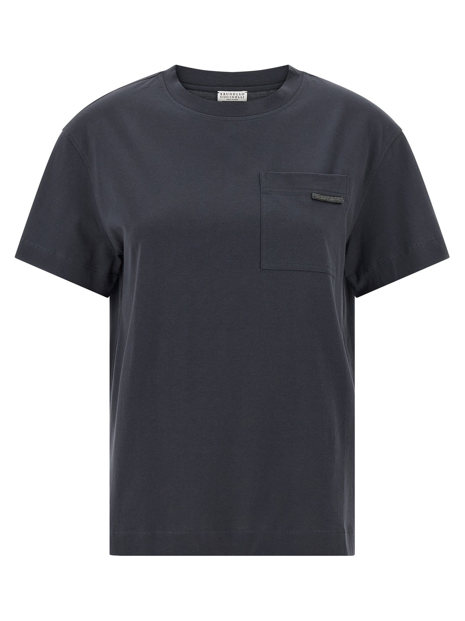Brunello Cucinelli Shiny Tab T-shirt Blue