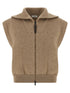 Brunello Cucinelli Shiny Zipper Pull Vest Beige