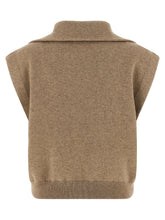 Brunello Cucinelli Shiny Zipper Pull Vest Beige