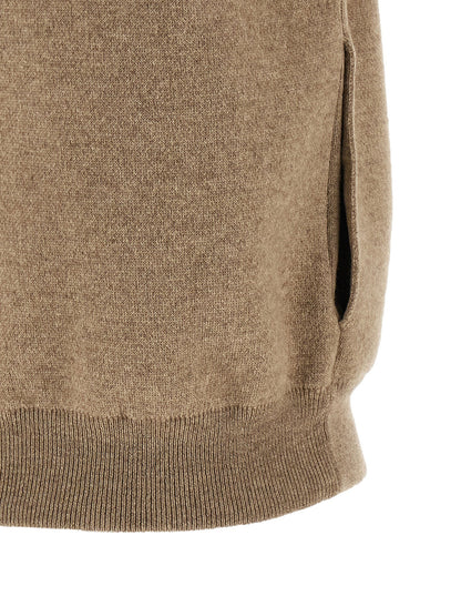 Brunello Cucinelli Shiny Zipper Pull Vest Beige