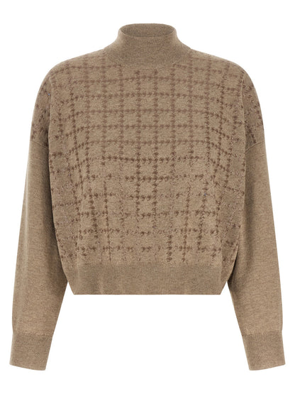Brunello Cucinelli Sequin Sweater Beige