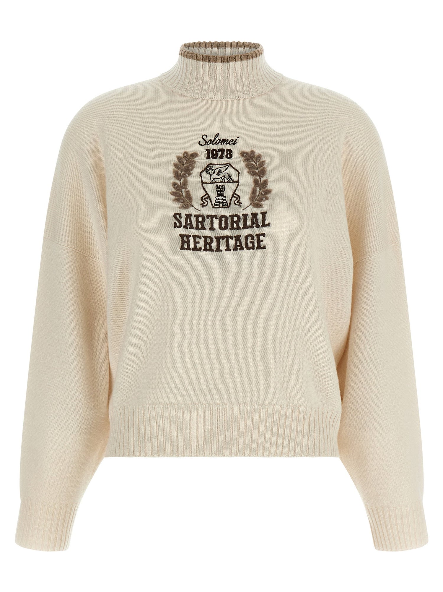 Brunello Cucinelli Heraldic Embroidery Sweater Beige