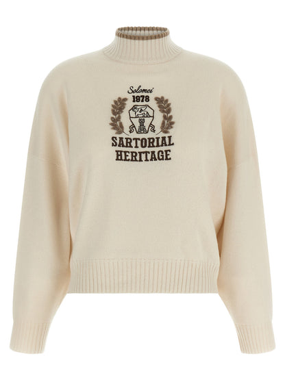 Brunello Cucinelli Heraldic Embroidery Sweater Beige