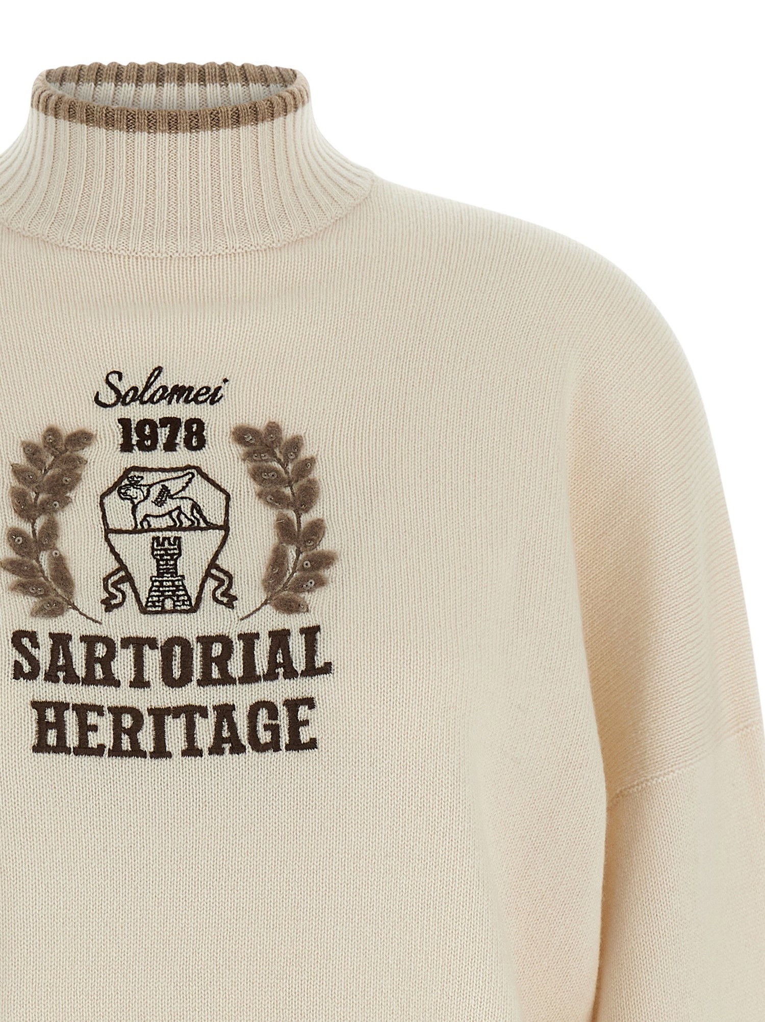 Brunello Cucinelli Heraldic Embroidery Sweater Beige